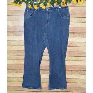 Cos Jeans Blue Denim Jeans Plus Size 22W Embroidered Boot Cut Stretch Western